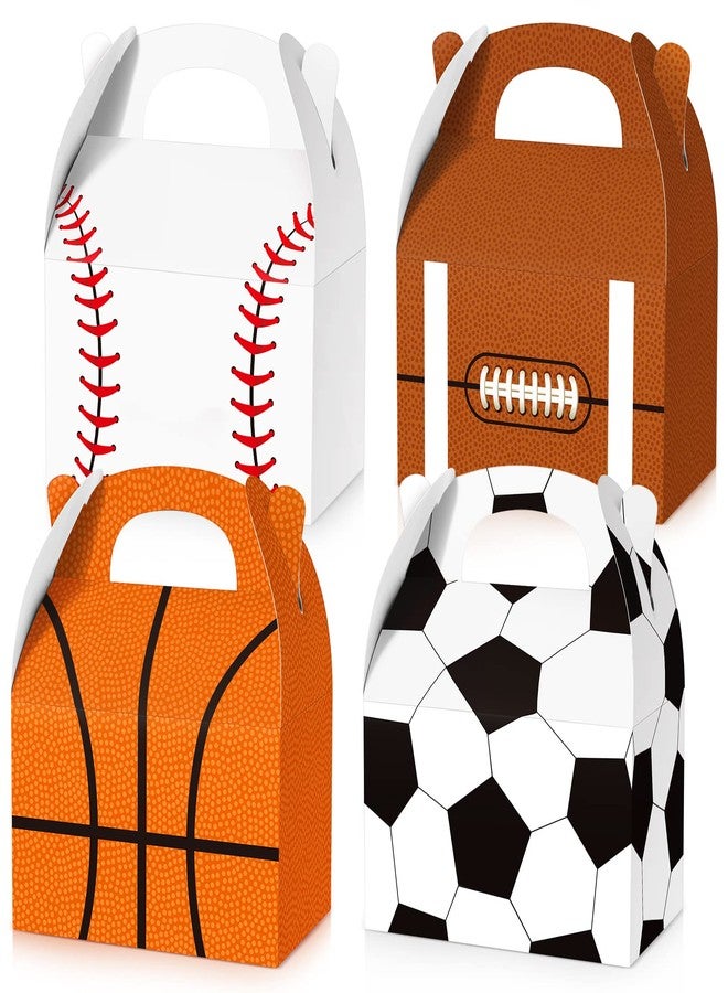 PerKoop 24 Pcs Sports Theme Birthday Party Supplies Soccer Party Treat Boxes Bags Sports Candy Bags Baseball Basketball Gift Boxes with Handle for Baby Shower Supplies Decorations - Image 1